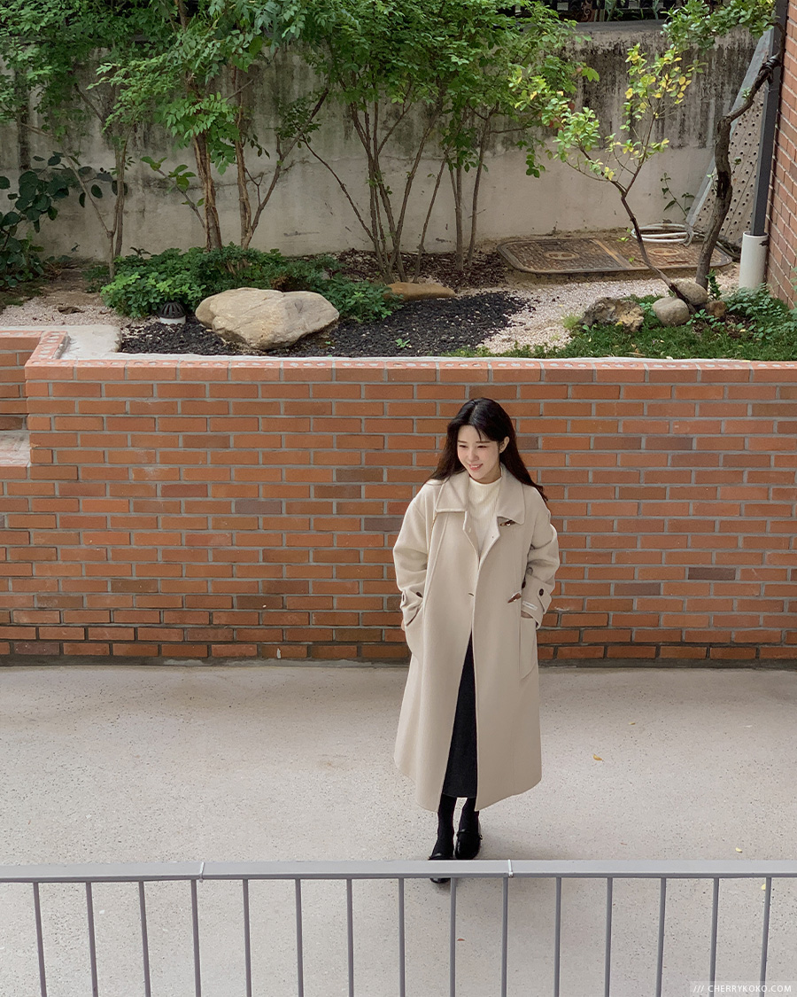 見事な バターダッフルハンドメイドコートハイクオリティー韓国ファッション ダウンジャケット・コート color:크림베이지